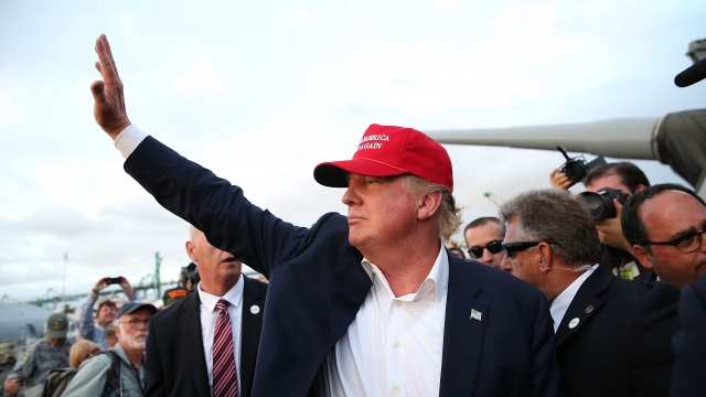 Donald Trump waves at a rally.