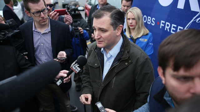 Ted Cruz talks to the media in Indiana.