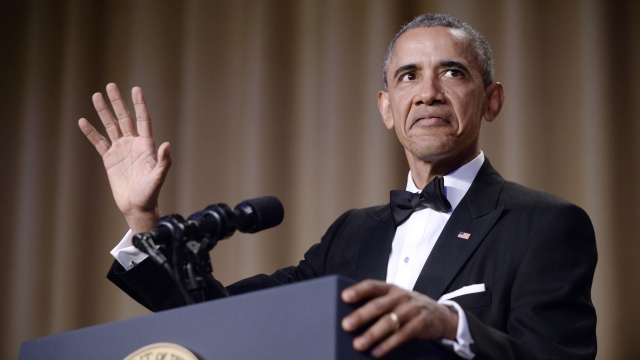President Obama speaks at the White House Correspondents Dinner.