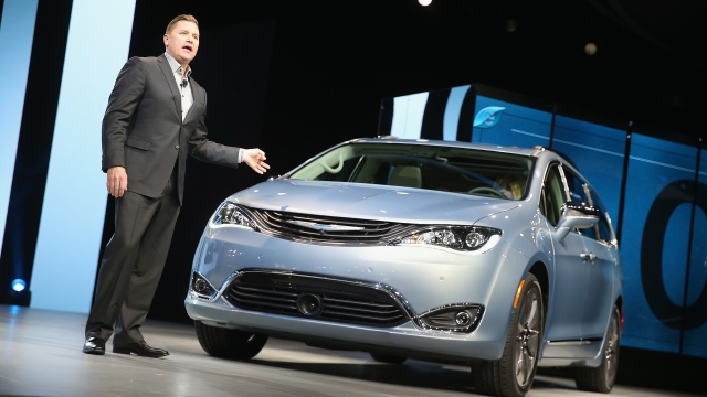 Tim Kuniskis of Chrysler introduces the 2017 Pacifica minivan hybrid at the 2016 North American International Auto Show.