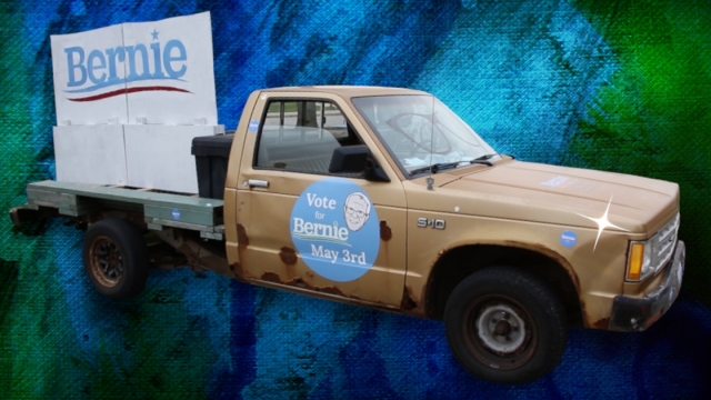 The Berniemobile was created as a float. Now it serves as a driving political ad for the Vermont senator.