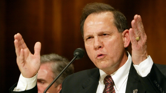 Roy Moore, former Chief Justice of the Alabama Supreme Court, testifies at a Senate hearing in 2004.