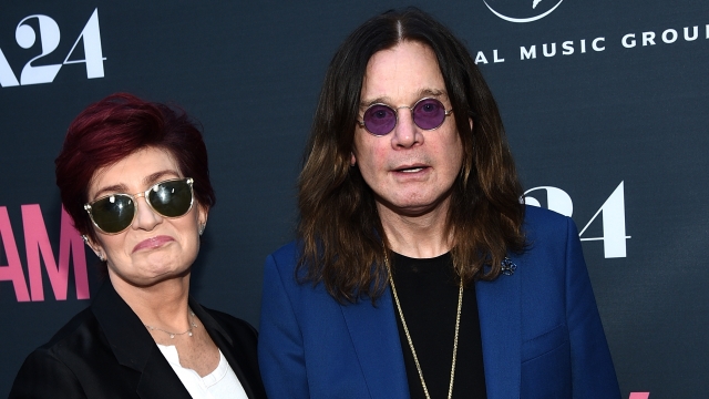 Television personality Sharon Osbourne (L) and musician Ozzy Osbourne arrive at the premiere of A24 Films 'Amy.'
