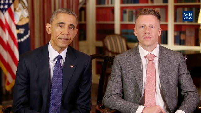 President Obama and hip-hop artist Macklemore sit down for the president's weekly address.