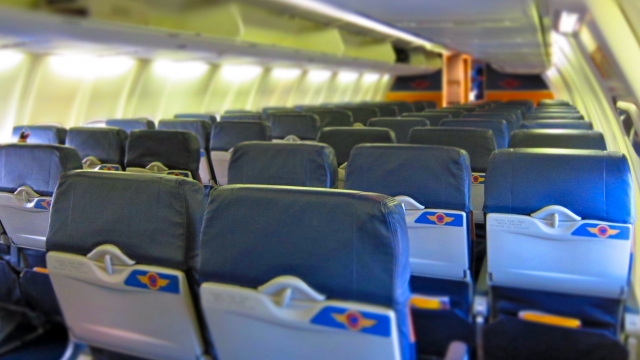 The cabin of a Southwest plane.
