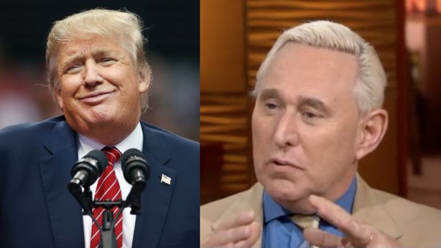 Presidential candidate Donald Trump and his former campaign adviser Roger Stone