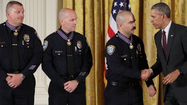 Officers receive the Medal of Valor.