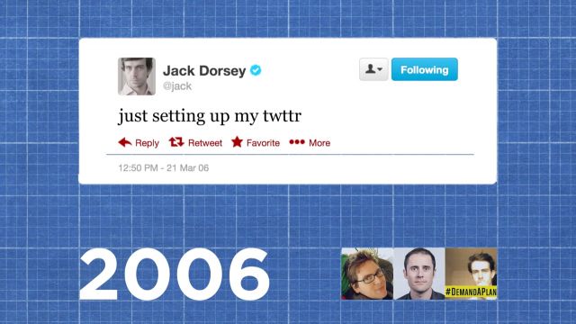 The first tweet ever posted on Twitter by Jack Dorsey in 2006. It reads, "Just setting up my twttr."