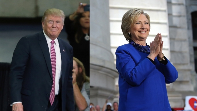Hillary Clinton and Donald Trump at their respective rallies.