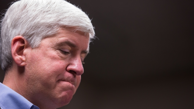 Michigan Gov. Rick Snyder speaks to the media regarding the status of the Flint water crisis on January 27, 2016.