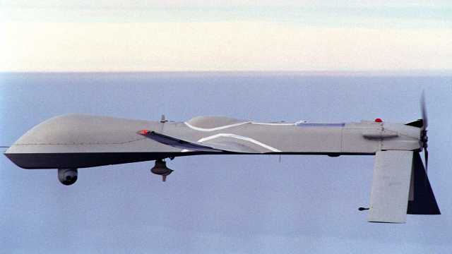 An unmanned 'Predator' drone flies off the coast of California.