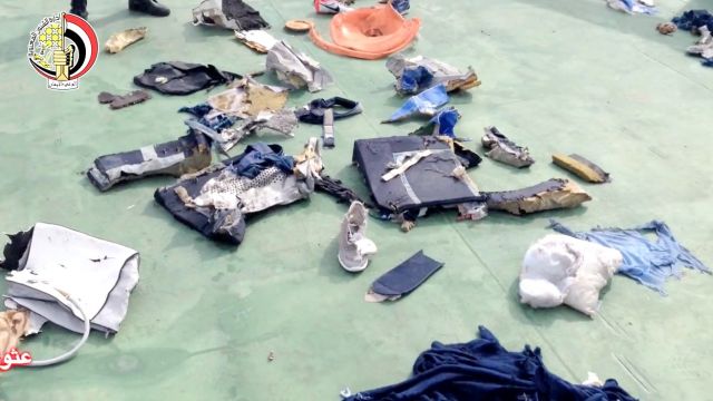 A still image from the recovered EgyptAir wreckage.
