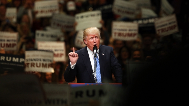 Republican presidential candidate Donald Trump speaks at a rally in Anaheim on May 25, 2016 in Anaheim, California.