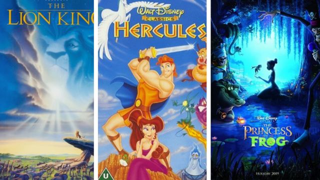 The Lion King poster, Hercules poster and The Princess and the Frog poster