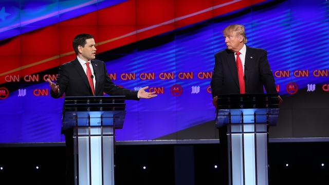 Marco Rubio and Donald Trump at a Republican debate