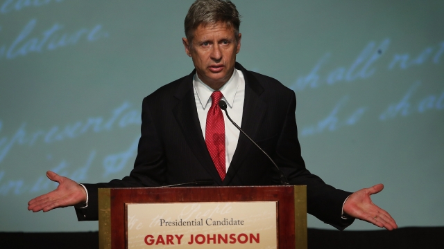 Third-party candidate Gary Johnson looks exasperated.