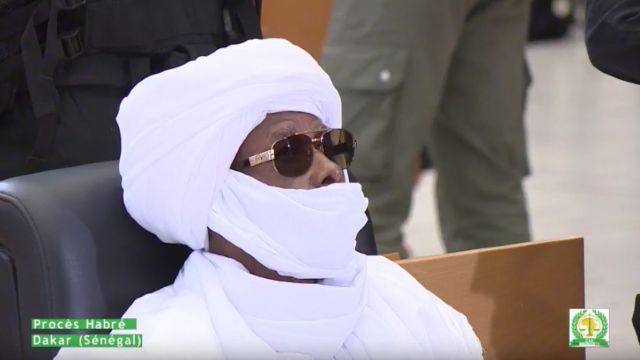 Hissène Habré sits in court waiting to hear the verdict.