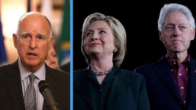 Gov. Jerry Brown and Hillary and Bill Clinton