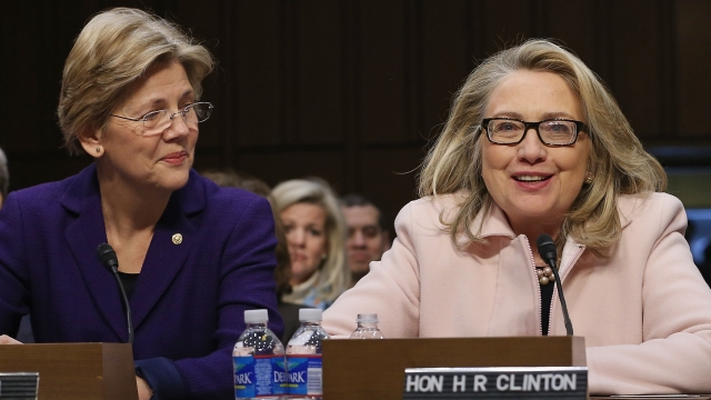 Clinton and Warren during John Kerry's confirmation hearing.