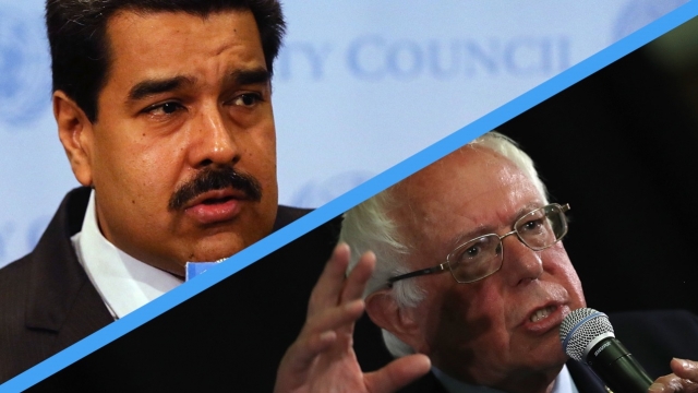 A combined image of Venezuelan president Nicolás Maduro and American presidential candidate Bernie Sanders.