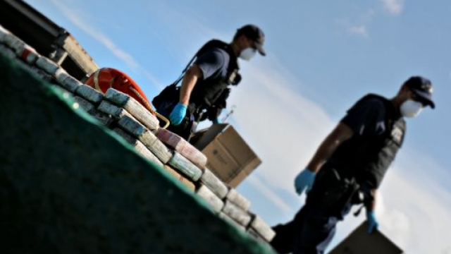 An image of the 2,000 pounds of cocaine seized by U.S. Customs and Border Protection agents in Miami.