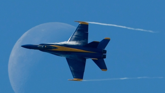 A U.S. Navy Blue Angels F/A-18 Hornet.