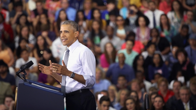 President Obama speaking in Elkhart, Indiana, in 2016.
