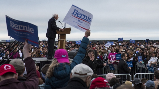 Sanders at a rally in California.