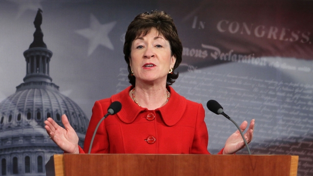 Sen. Susan Collins speaks at a news conference