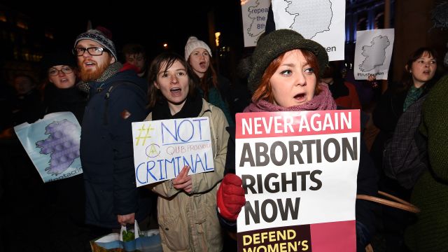 Pro-choice protesters in Ireland.