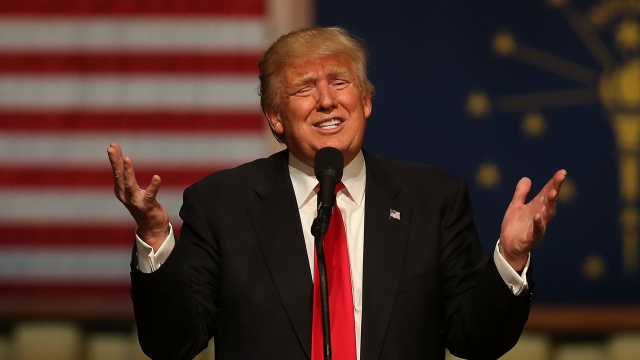 Donald Trump gestures during a speech