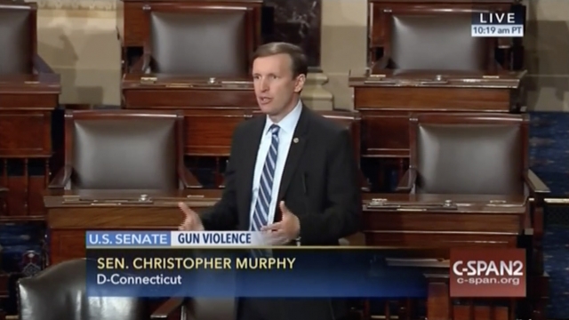 Sen. Chris Murphy, D-Conn., speaks on the floor of the Senate Wednesday.
