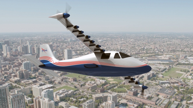 Artist's concept of NASA's X-57 Maxwell electric aircraft
