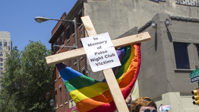 A Pride parade after the Orlando mass shooting.