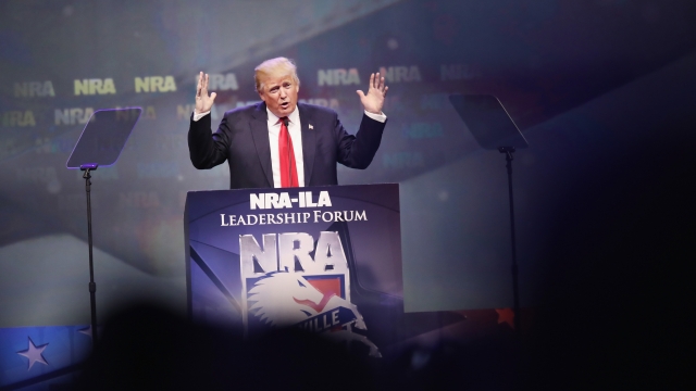 Donald Trump speaking at the NRA leadership forum.