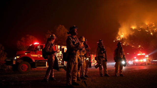 Firefighters monitor a California wildfire in 2015.