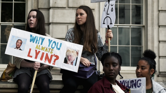 U.K. demonstrators protest the EU referendum results.