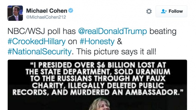 Michael Cohen's tweet said Hillary Clinton "murdered an ambassador."