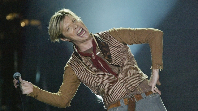 David Bowie performs in 2003 in Manchester, England.