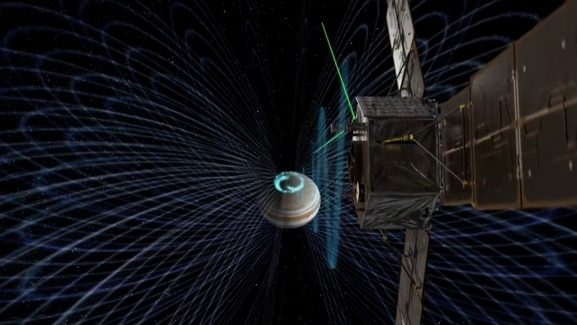 Juno on approach through Jupiter's magnetic field.