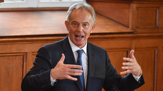 Tony Blair speaks at a Remain campaign event.