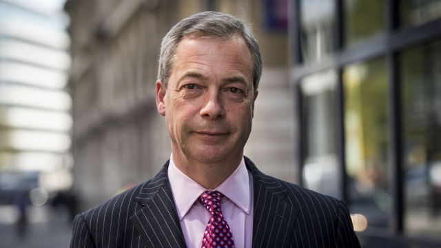 Nigel Farage, leader of the UK Independence Party, leaves The Northern & Shell Building on April 17, 2015 in London.