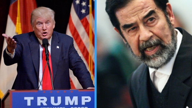 Donald Trump and former Iraqi dictator Saddam Hussein.