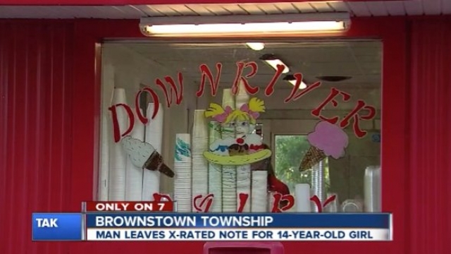 The ice cream stand in Michigan where a man left a 14-year-old girl a sexually-explicit note.