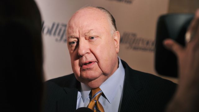 Roger Ailes talks to a reporter.
