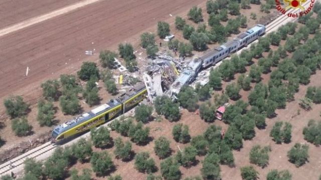 At least 20 are dead after a train crash in Southern Italy.