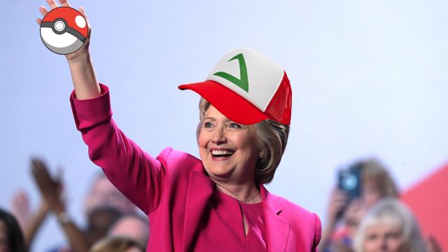 Hillary Clinton, aspiring Pokémon trainer.