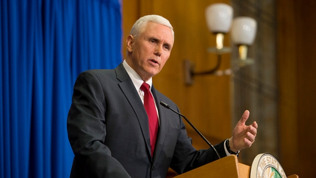 Indiana Gov. Mike Pence speaks during a press conference