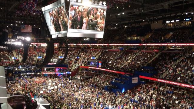 The RNC convention floor during Donald Trump's presidential nomination.
