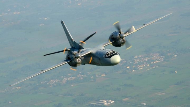 Photo of one of the Indian Air Force's AN-32 aircraft in flight.